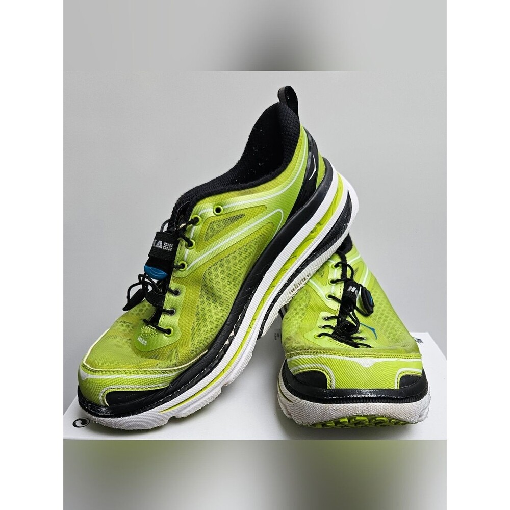 Hoka One One Men's Neon Lime and Black Running Sneakers
